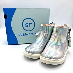 Stride Rite Melody Boots Kids Silver Iridescent KG009201 Size 7M